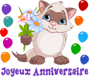 Gif animé joyeux anniversaire chat